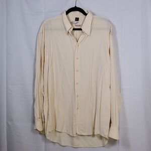 Haupt Button Down Shirt Mens 42L Cream Ribbed Long Sleeve Casual Luxury Dress
